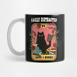 Easily distracted by cats and books Mug